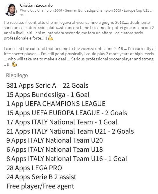 Da Berlino 2006 a…Linkedin, Zaccardo cerca squadra: “Chi mi prende fa l’affare” preview