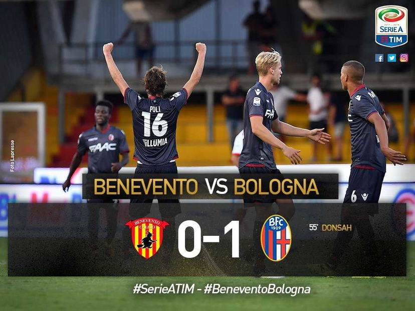 Serie A: Bologna corsaro a Benevento, decide Donsah. Il VAR annulla un gol a Lucioni preview