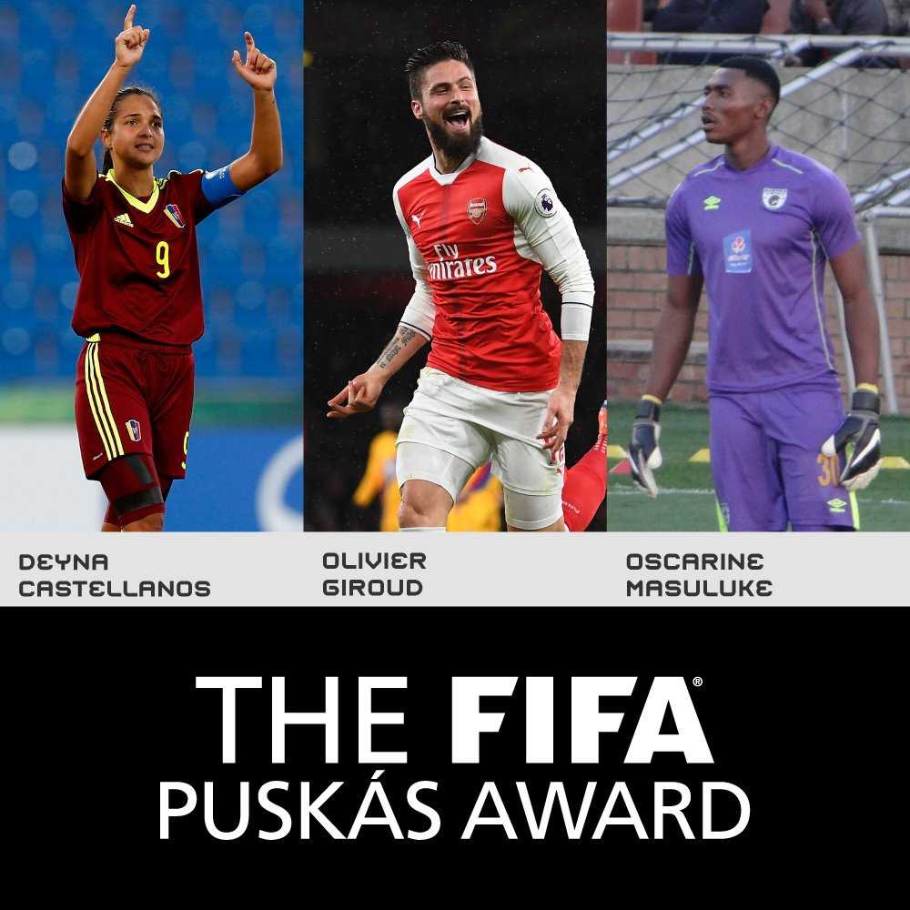 FIFA Puskas Award: Giroud, Castellanos e Masuluke i tre finalisti article-post