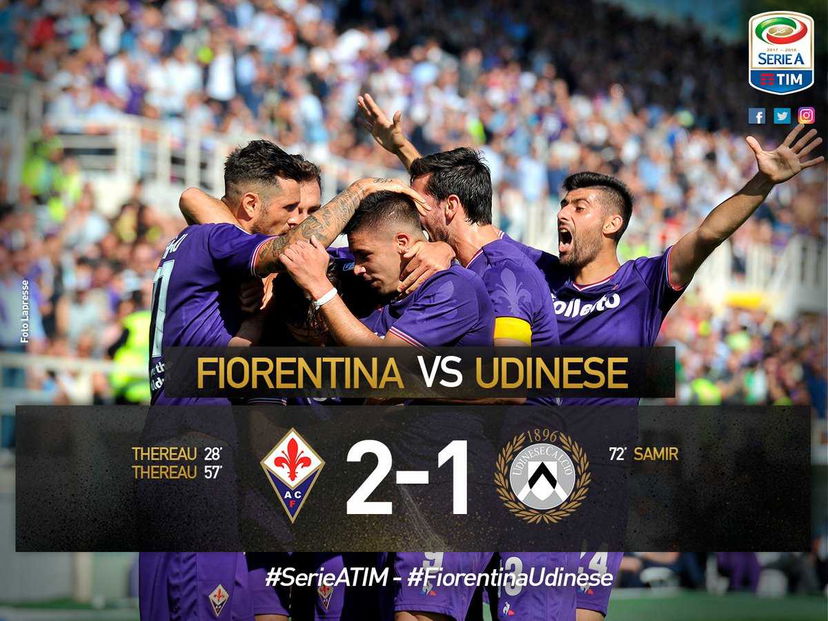 Serie A: Fiorentina-Udinese 2-1, decide una doppietta del grande ex Thereau preview