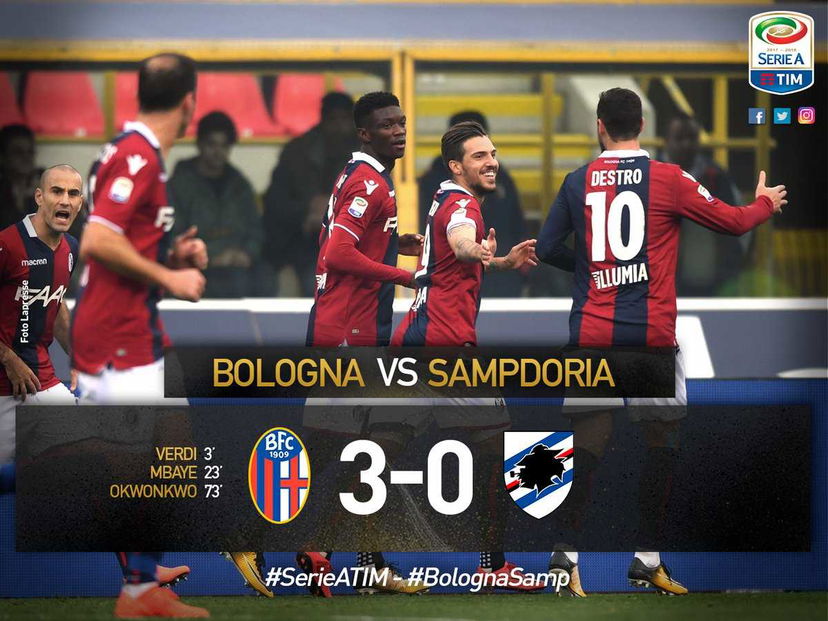 Serie A: il Bologna stende la Samp, al Dall’Ara finisce 3-0 preview