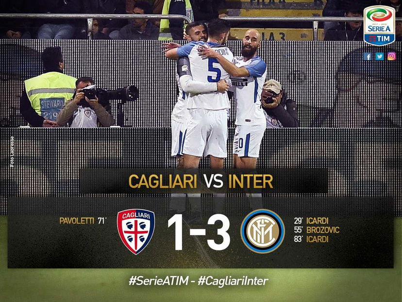 Doppio Icardi più Brozovic: l’Inter sbanca Cagliari e va a dormire da 1ª in classifica preview