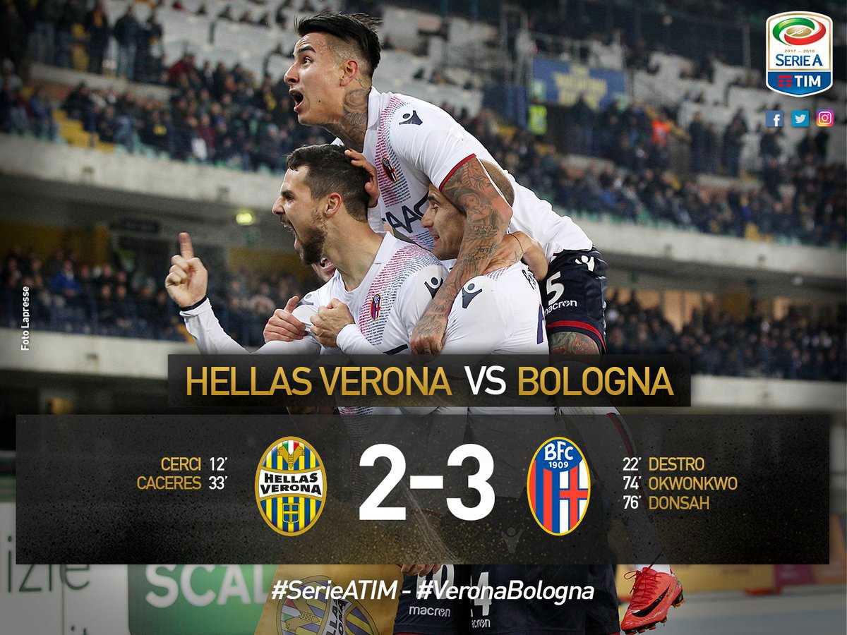 Serie A: il Bologna sbanca Verona in rimonta, decide Donsah article-post