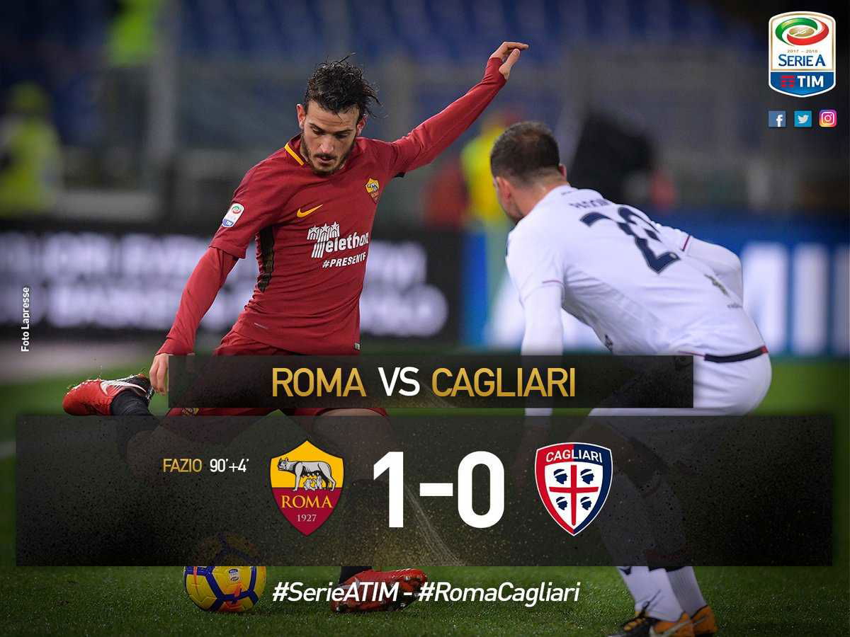 Serie A: Roma-Cagliari 1-0, decide Fazio al fotofinish article-post