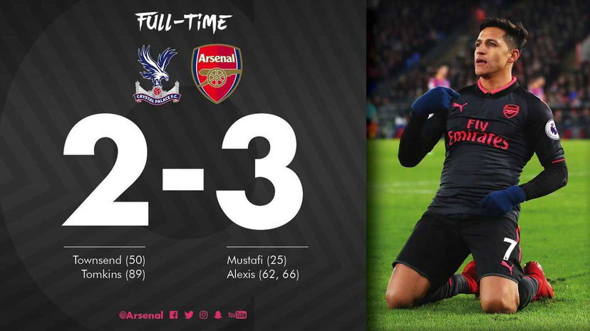 Premier League: Crystal Palace-Arsenal 2-3, doppietta di Sanchez preview