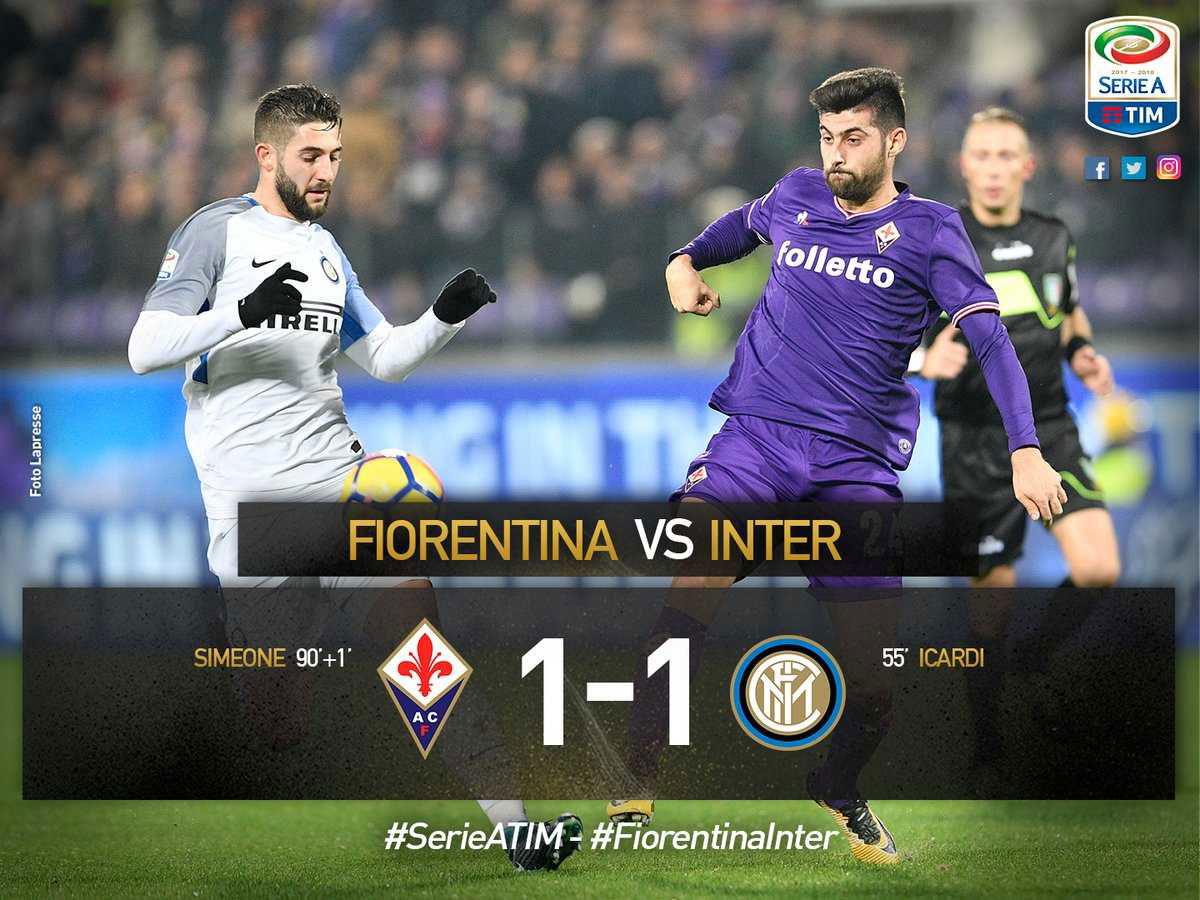 Icardi non basta, Simeone beffa l’Inter al 91′: contro la Fiorentina è 1-1 article-post