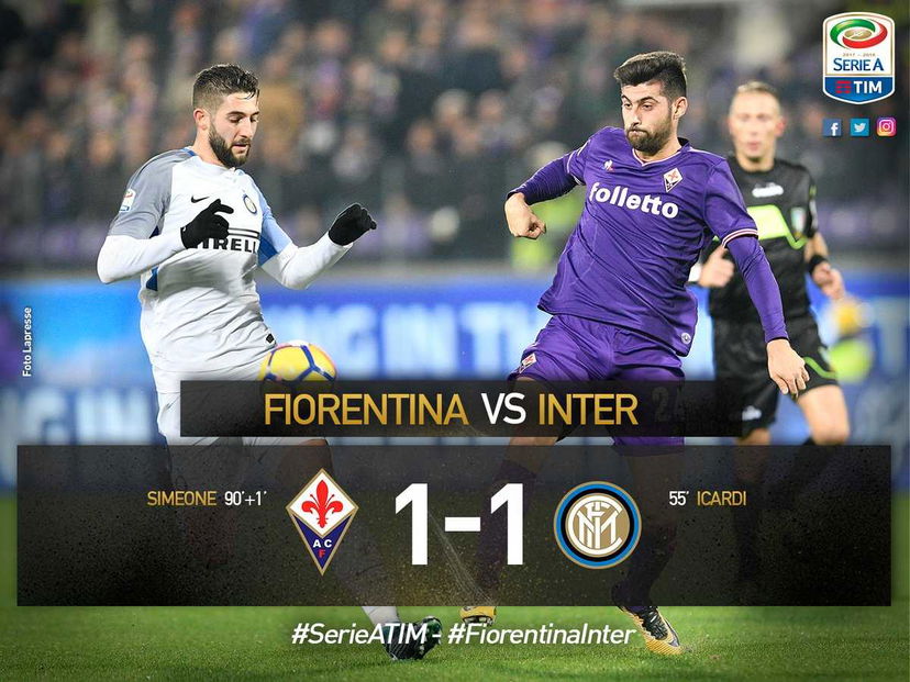 Icardi non basta, Simeone beffa l’Inter al 91′: contro la Fiorentina è 1-1 preview