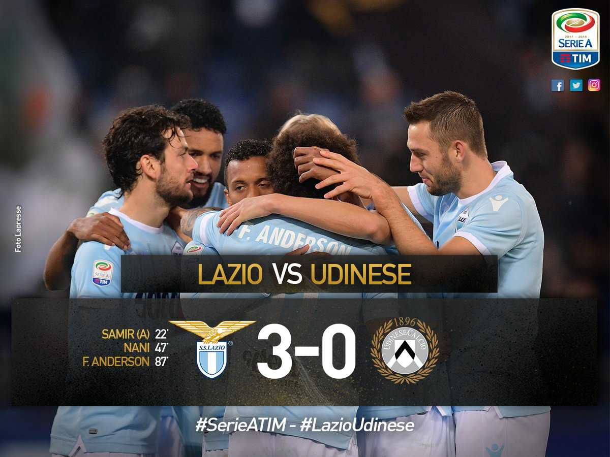 Serie A: la Lazio stende 3-0 l’Udinese e vola al terzo posto solitario article-post