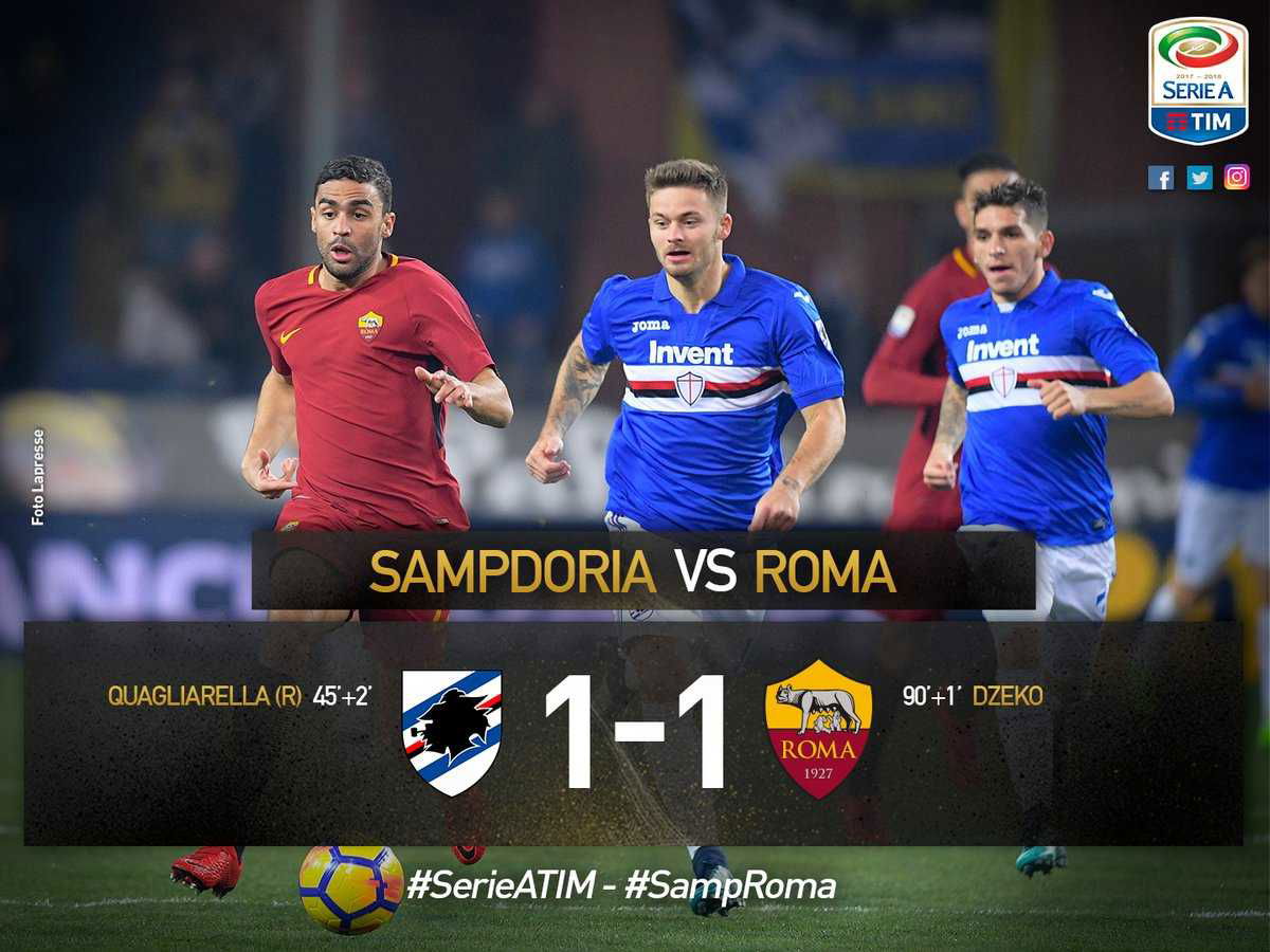 Serie A: Dzeko salva la Roma al 91′, contro la Samp è 1-1 article-post