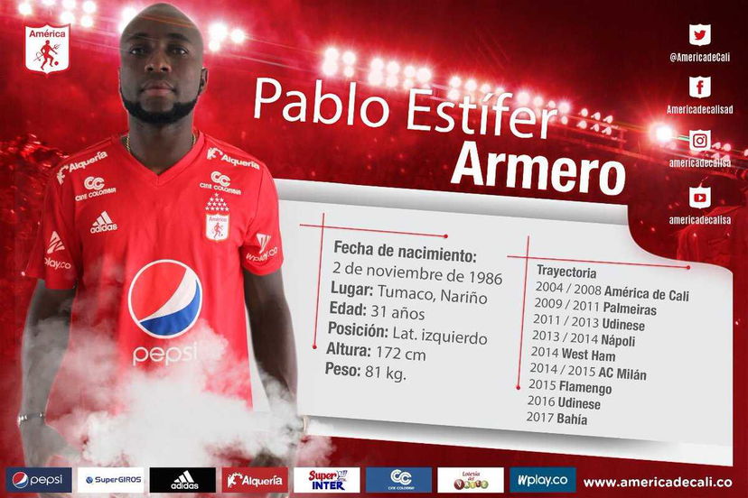 Ufficiale: America de Calì, dopo 10 anni torna l’ex “italiano” Pablo Armero preview