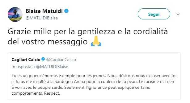 Matuidi ringrazia il Cagliari: “Vostro messaggio gentile e cordiale” article-post