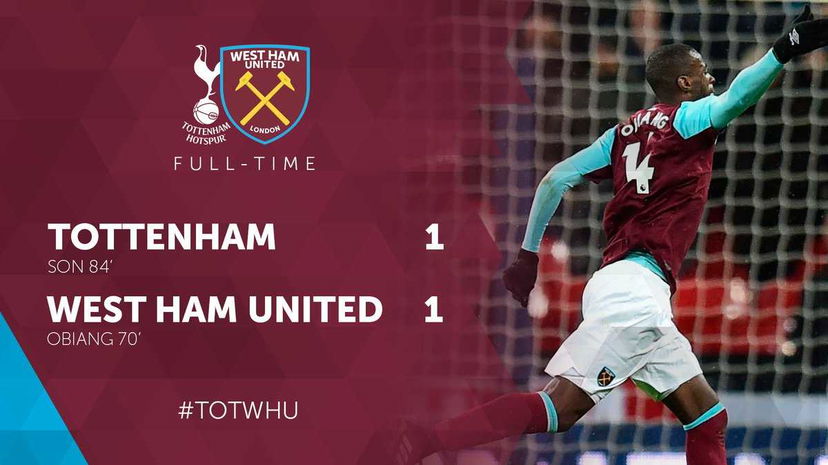 Premier League: Tottenham-West Ham 1-1, Son risponde all’ex Samp Obiang preview