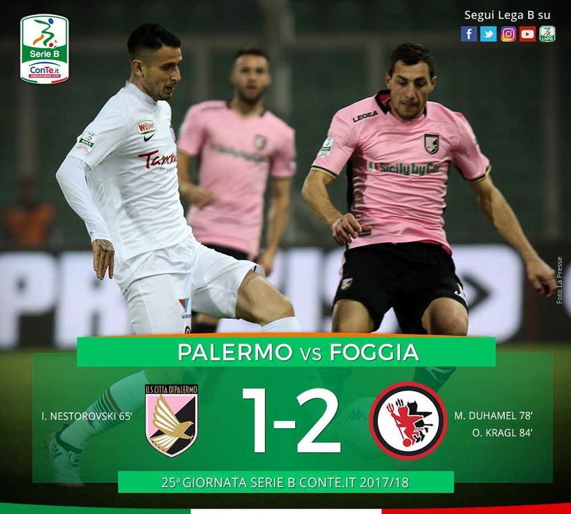 Serie B: Duhamel più Kragl, il Foggia espugna il Barbera in rimonta. Palermo ko 2-1 preview