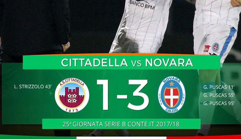 Di Carlo, esordio col botto: il Novara sbanca Cittadella con tripletta di Puscas preview