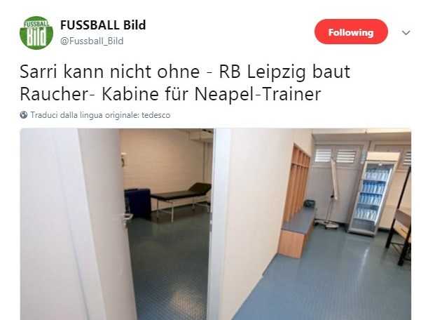 Bild: Lipsia-Napoli, allestita saletta fumatori negli spogliatoi. Per Sarri article-post