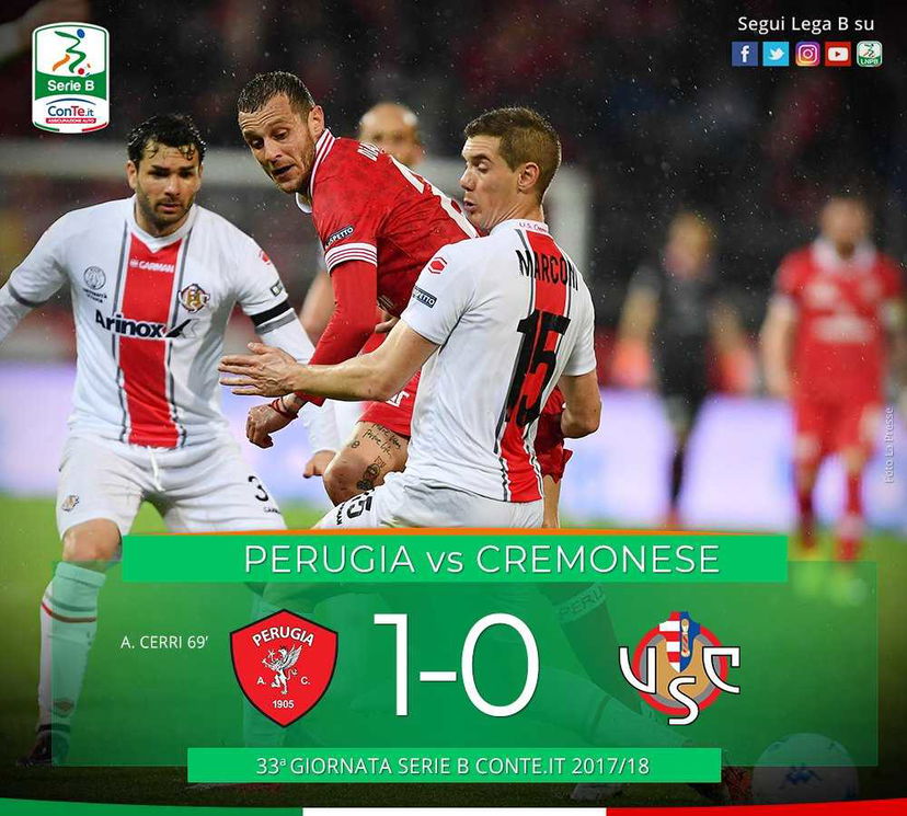 Serie B: Cerri-gol, il Perugia piega la Cremonese e aggancia il quarto posto preview