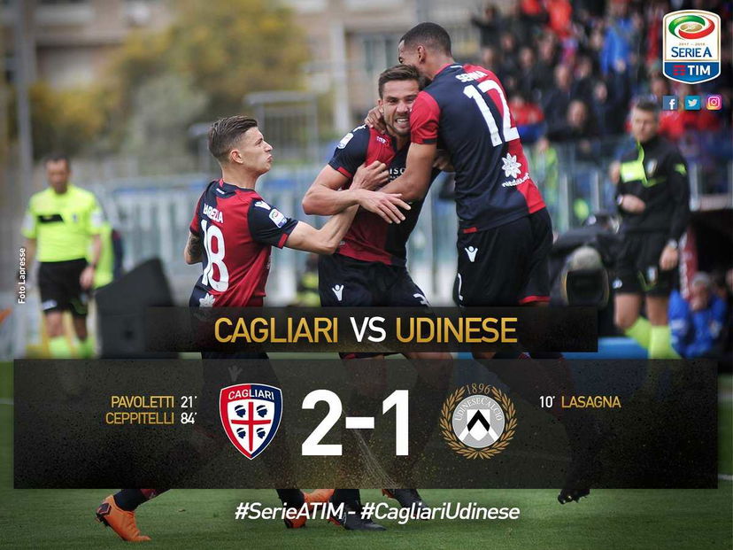 Crolla ancora l’Udinese, vince il Cagliari 2-1. Sono 9 le sconfitte consecutive per Oddo preview