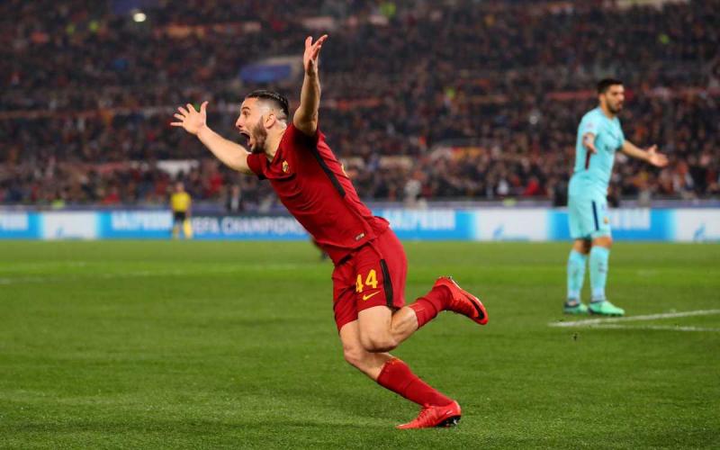 Manolas gol vs Barcellona Foto Roma Twitter
