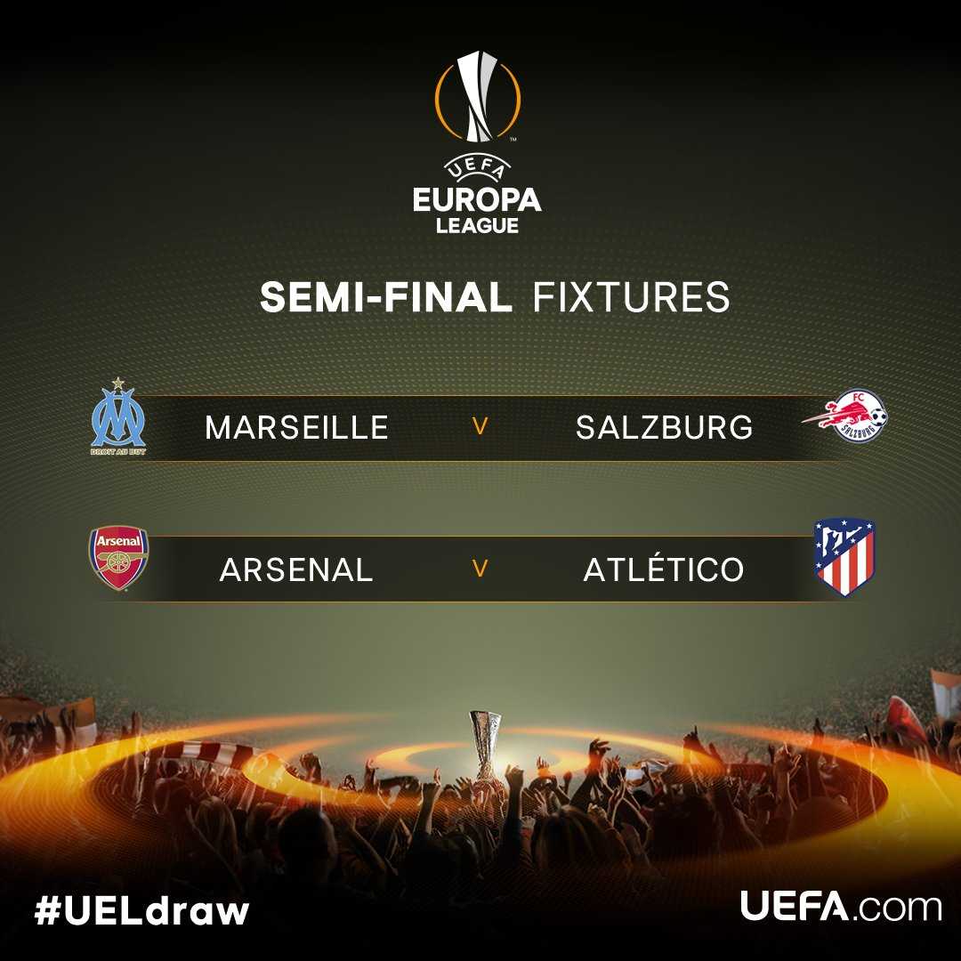 Semifinali Europa League MarsigliaSalisburgo e ArsenalAtletico Madrid