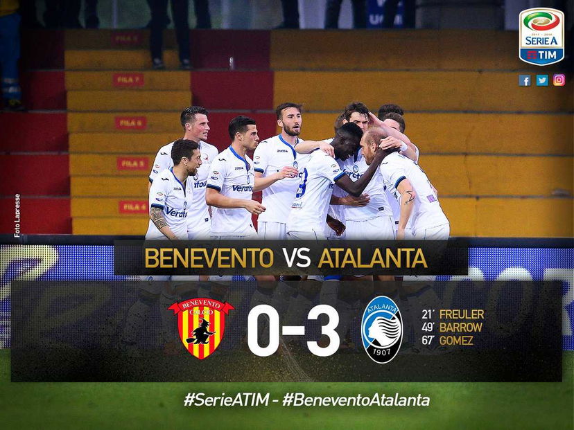 Serie A: Atalanta, tris a Benevento con prima gioia per Barrow preview