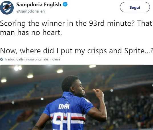 La Samp stuzzica Buffon: “Zapata senza cuore, decisivo al 93’. Ora patatine e Sprite…” preview