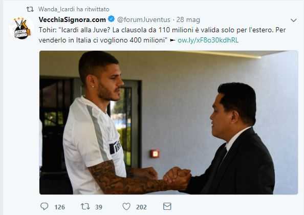 Thohir: “Icardi alla Juve? Per venderlo Italia servono 400 milioni”. E Wanda ritwitta il post… preview