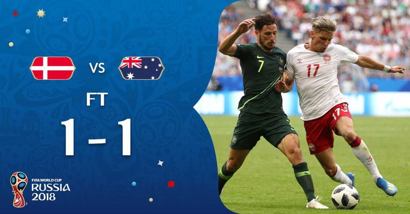 Mondiali: Danimarca e Australia non vanno oltre il pari per 1-1. Ad Eriksen ha risposto Jedinak preview