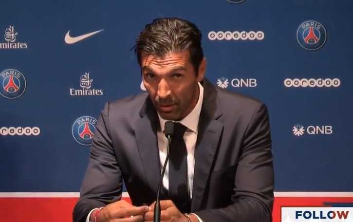 Buffon presentazione conferenza Psg Facebook