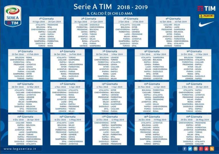 Serie A ecco il calendario completo della stagione 20182019