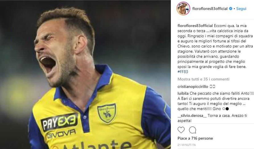 Floro Flores saluta il Chievo: “Grazie di tutto. Ora inizia la mia terza vita calcistica” preview
