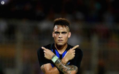 Martinez Lautaro contro Lione a Lecce Foto Inter Twitter