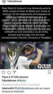 Modric commento Instagram Futbolalreves