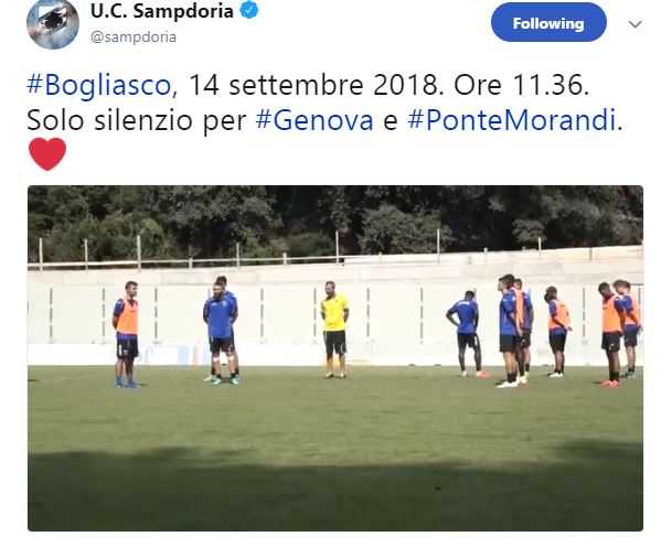 Ponte Morandi un mese dopo, Genoa e Samp interrompono l’allenamento. Il video è da brividi preview