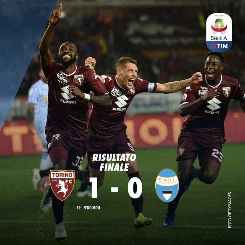 Serie A: N’Koulou-gol sotto il diluvio, il Toro piega di misura la Spal preview