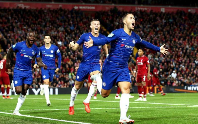 Hazard gol vs Liverpool Coppa Chelsea Twitter
