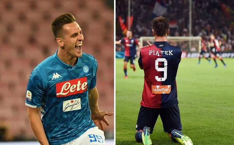 Milik + Piatek Twitter Napoli e Twitter Genoa