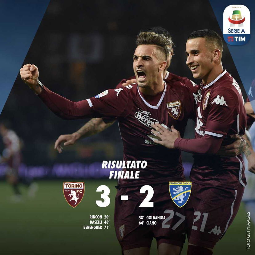 Serie A: il Toro piega il Frosinone 3-2, decide Berenguer preview