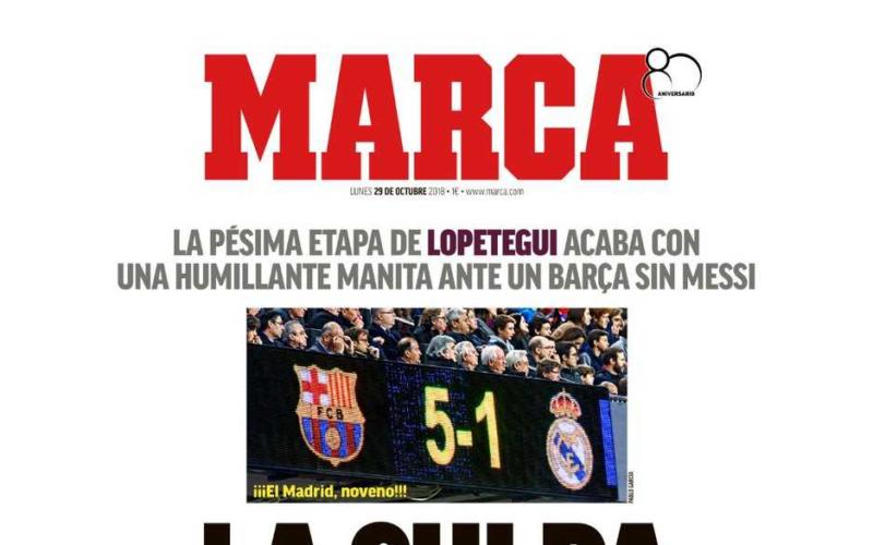 Prima Pagina Marca 29 ottobre 2018 Lopetegui Conte
