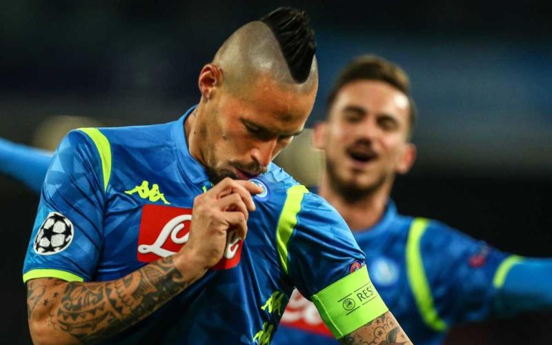 Hamsik esultanza vs Stella Rossa Foto Champions Twitter