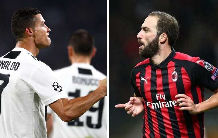Ronaldo e Higuain Uefa e Milan Twitter