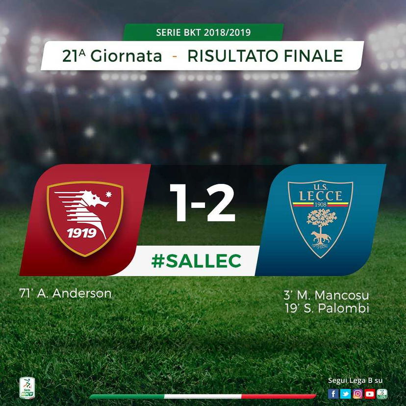 Serie B: il Lecce sbanca l’Arechi con Mancosu e Palombi, Salernitana ko 2-1 preview