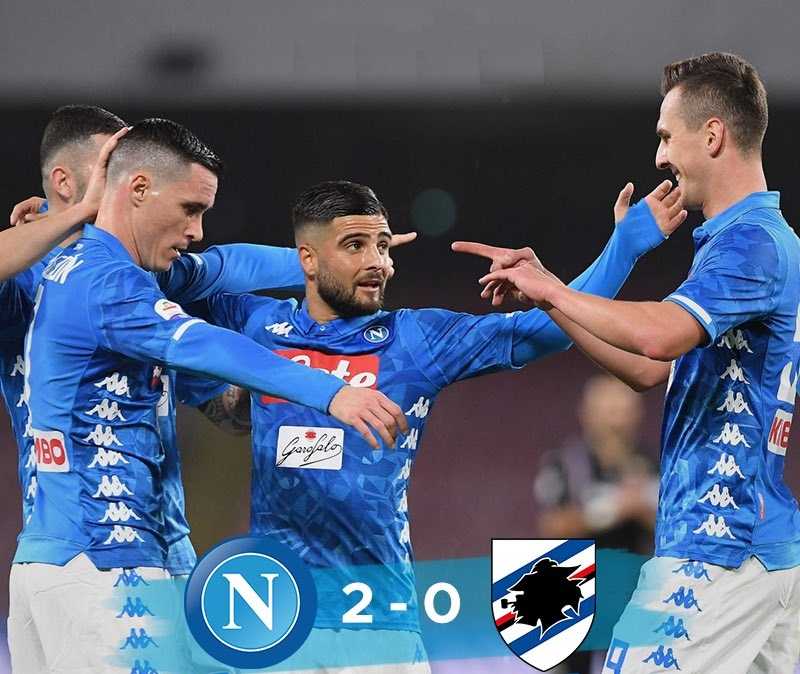 Milik, Insigne e Verdi: il Napoli cala il tris alla Samp. Quagliarella si ferma a 11 preview