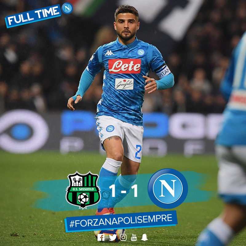Insigne salva il Napoli nel finale: 1-1 con il Sassuolo. Juve a più 18 article-post