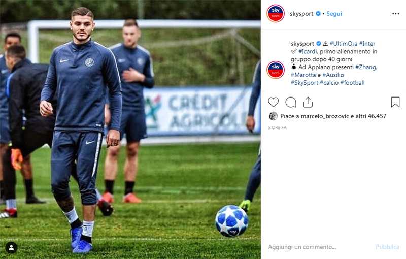 icardi like brozovic instagram sky sport