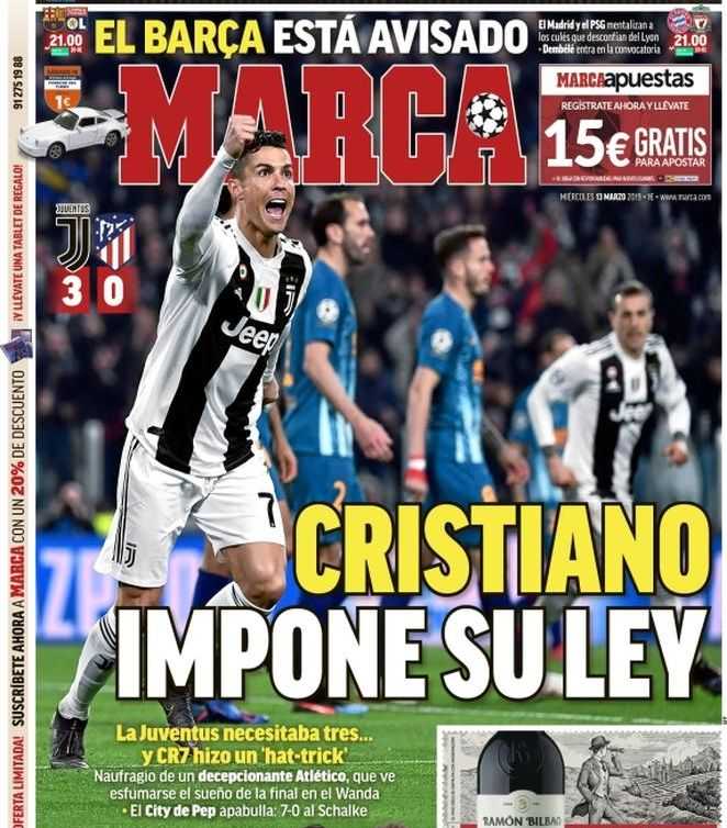Marca: “Cristiano impone la sua legge, naufragio Atletico” preview