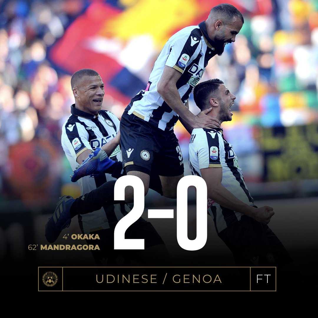 Tudor parte bene: Okaka e Mandragora stendono il Genoa, festa Udinese article-post