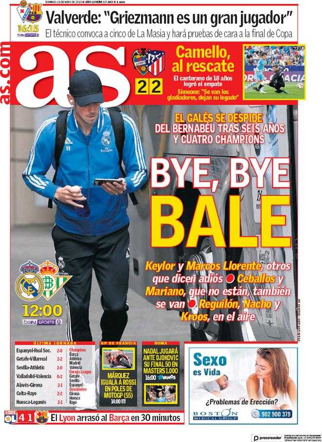 As: “Bye bye Bale, il gallese dice addio al Bernabeu” preview