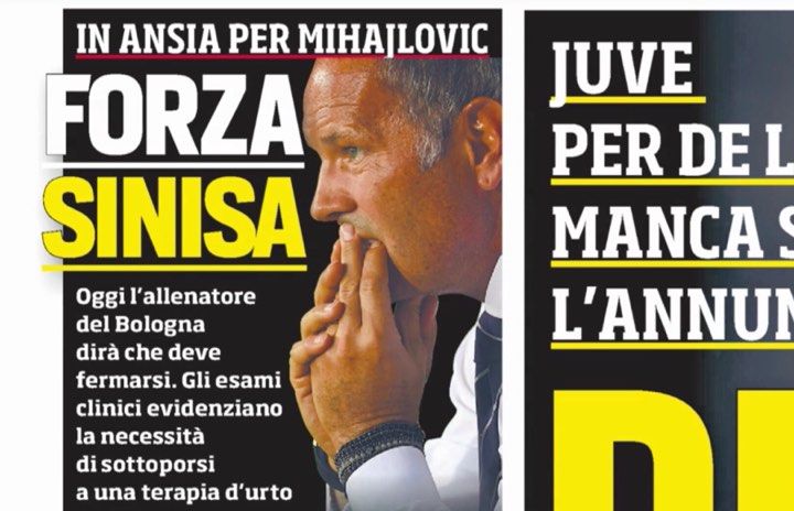 Il Corsport in prima pagina: “Bologna in ansia, Mihajlovic deve fermarsi” preview