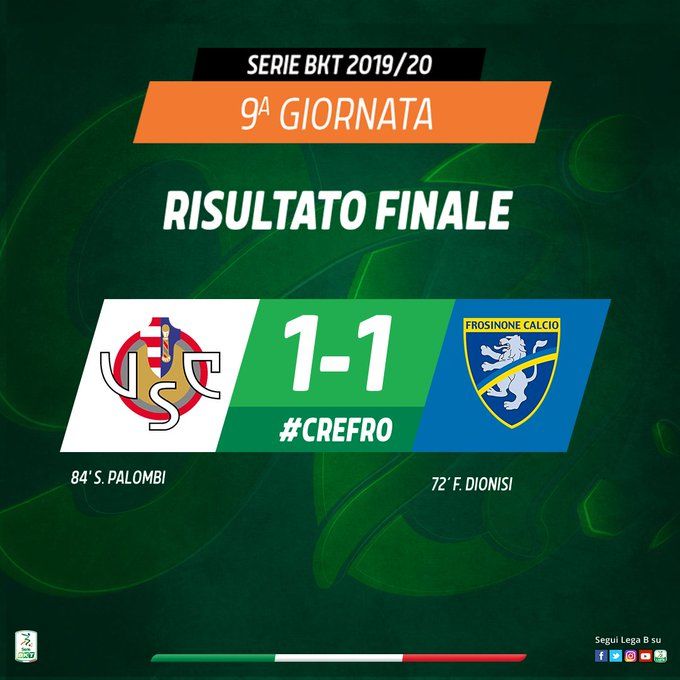 Serie B: Cremonese-Frosinone 1-1, a Dionisi risponde Palombi preview