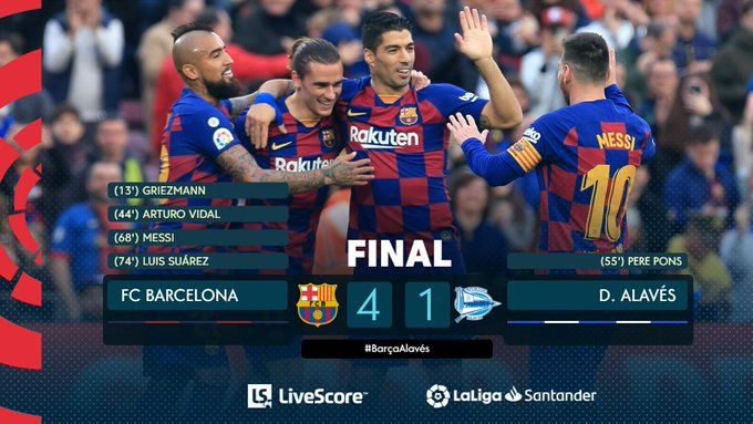 Liga: il Barça torna a vincere, poker all’Alaves. A segno anche Vidal article-post